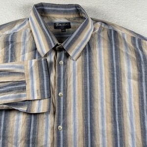 Bassiri Uomo Shirt Mens 3XL Multicolor Striped Textured‎ Cotton Casual Button Up